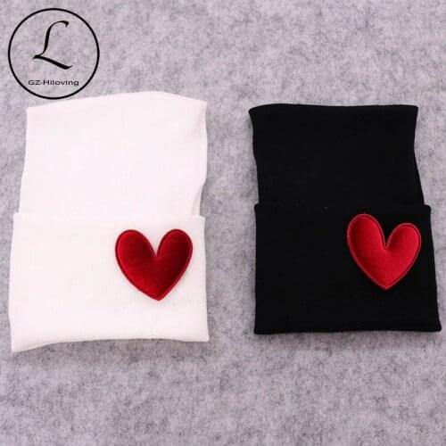GZHilovingL White Baby Hat For Newborn Cotton Hospital Hat Infant Girls Boys Cute Heart Beanie Caps Kids Winter Stuff Wholesale