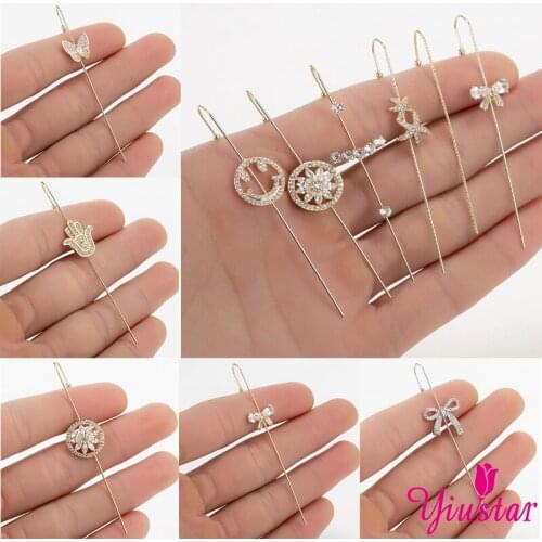 Boho Style Wedding Earrings Hook Caterpillar Crystal Small Womens Earrings Lightning Pearl Smiley Climber Earrings Jewelry Gift