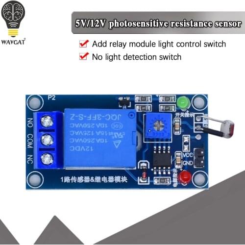 WAVGAT 5V 12V Light Photoswitch Sensor Switch LDR Photoresistor Relay Module Light Detection Photosensitive Sensor Board