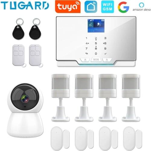 TUGARD 433Mhz Wireless Home WIFI GSM Security Alarm System Kit with Motion Detector Surveillance Camera Burglar Alarm System