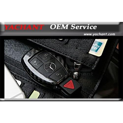 High Quality Fitment 100% Dry Carbon Fiber Key Case Fit For MB 3 Button Remote Fob A C E S Key Holder Cover Replacement