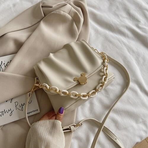 Designer High Quality Solid Color Pu Leather Crossbody Bags for Women 2021 Genuine Luxury Brand Women Handbags Sac A Main