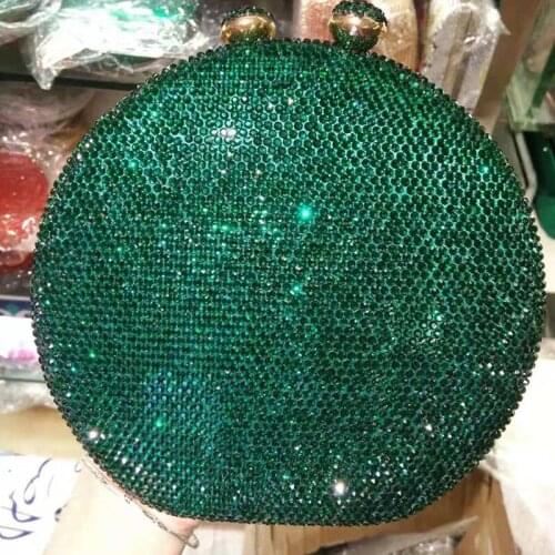 Green Diamond Women Clutch Bags Evening Bag European And American Style Female Shoulder Chain Handbags Small Crystal Party Purse