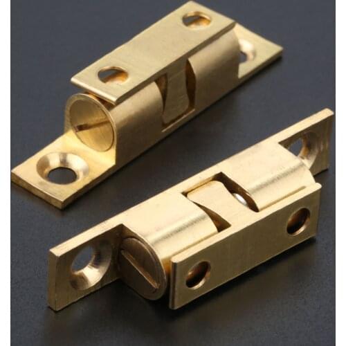 1pc Brass Tone Drawer Cabinet Door Latch Clip Lock Durable Ball Touch Catches 50mm Pure Copper Double Ball Latch Clip Lock