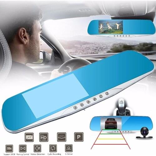 10Pcs/Lot F8C 4.3inch 1080P HD Dual Lens G-sensor 170 Rear View Mirror Car DVR Parking Camera Recorder Dash Cam Night Vision