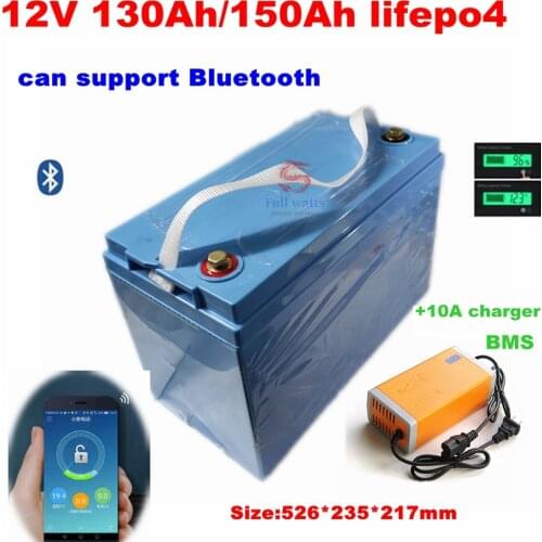 12.8V 12V 130Ah 150Ah lifepo4 lithium battery BMS 4S deep cycle for RV golf cart scooter inverter Solar system +10A Charger