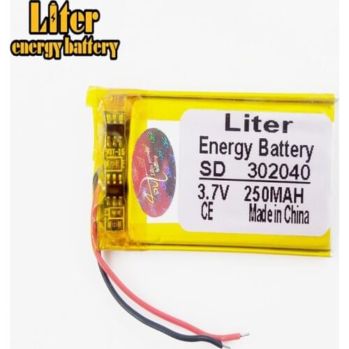 3.7V 250mAh 302040 polymer lithium ion / Li-ion battery for SMART WATCH,GPS,mp3,mp4,cell phone,DVD,SPEAKER