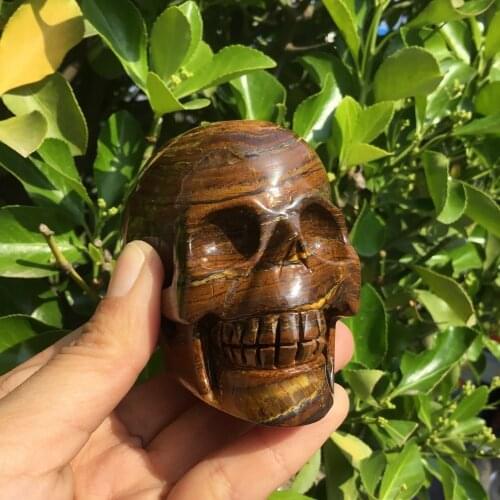 3inch Natural Tiger eye stone crystal skull Handmade Carved Crystal Skull