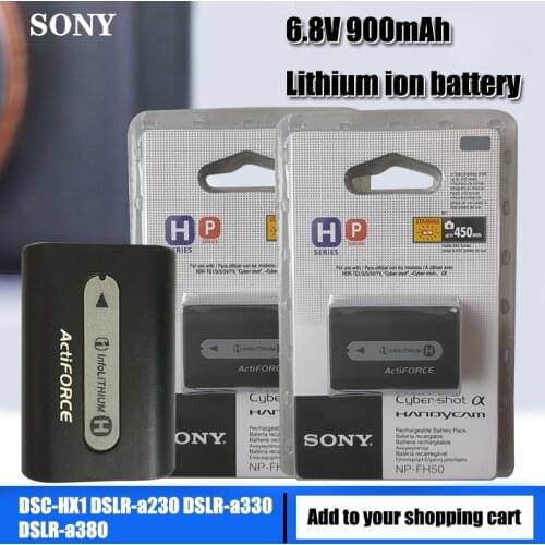 Sony Original 900mAh NP-FH50 NP FH50 Camera Batteries for Sony A230 A330 A290 A390 DSC-HX1 HX100 HX200 HDR-TG1E TG3 TG5 TG7