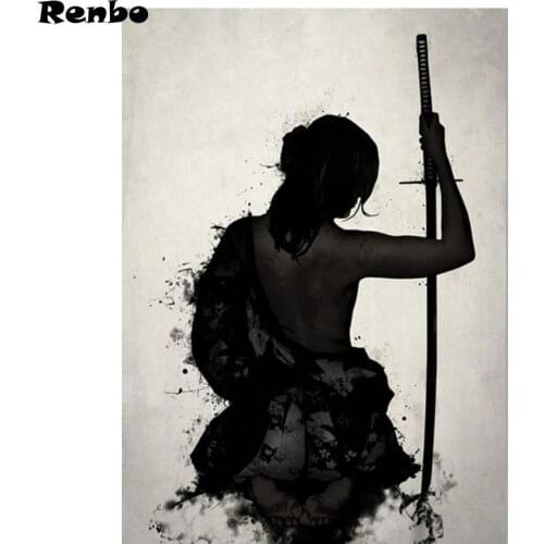 DIY 5D Diamond Mosaic Full Drill Square Japanese samurai Diamond Painting Cross stitch Rhinestone Embroidery With Diamonds round