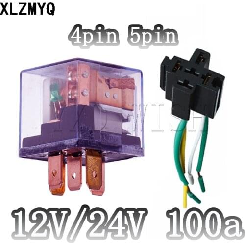 Car Relays 12V 24V 80A 100A 5Pin Waterproof Automotive Relay SPDT Car Control Device DC 28V High Capacity Switching With Socket