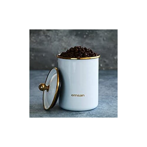 Emsan Troy Enamel Large Jar White-Sizes; Volume: 1300 ml Boy:14 cm Print: 11.5 cm