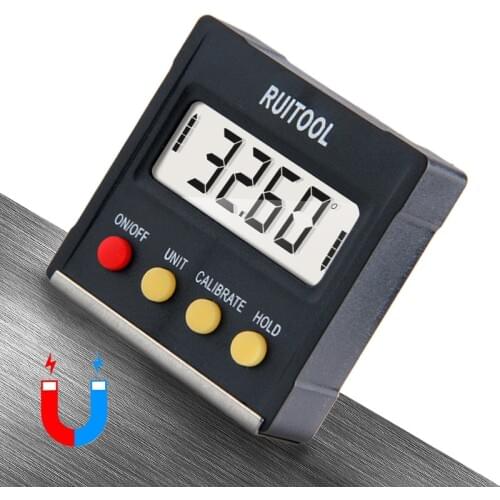 RUITOOL 360 Degree Mini Digital Protractor Inclinometer Electronic Level Box Magnetic Base Measuring Tools