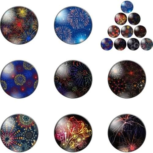 Blingbling Colorful Fireworks Festival Festival 12mm/20mm/25mm/30mm Round Photo Glass Cabochon Demo Flat Back Making Findings