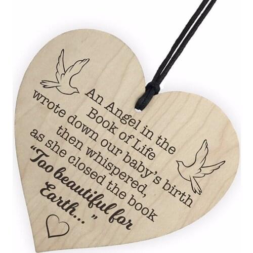 Angel Book Of Life Wooden Hanging Memorial Heart Plaque Heaven Love Sign Christmas Home DIY Tree Decoration