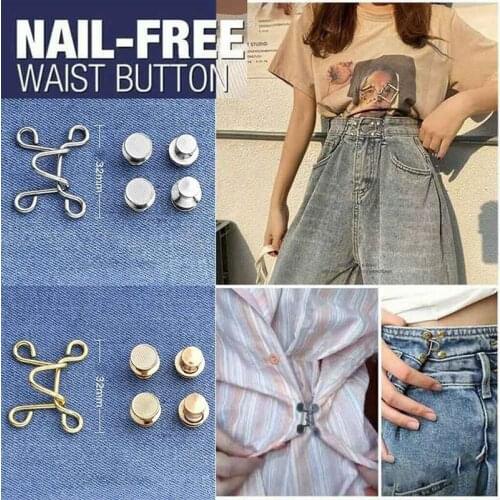 DIY Invisible Adjust Metal Button Jeans Waist Removable Buckle No Nails Waist Button Detachable Button Waist Adjustment Button