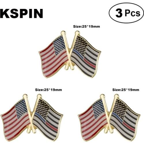 U.S.A & Thin Blue Red Line 1 Lapel Pin Brooches Pins Flag badge Brooch Badges