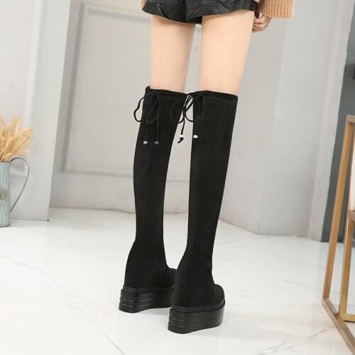 HOKSZVY 2021 New Over-the-knee Boots Fashion Slim Stretch Cloth Womens Boots Winter Thick-soled Boots Inner High Boots ZYW