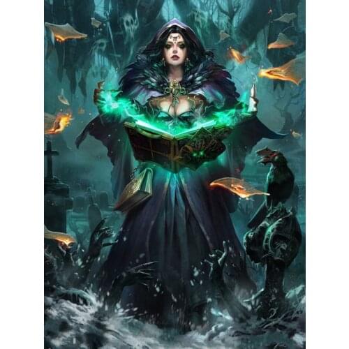 JMINE Div 5D Witch Bird Magic Skull Book crow Full Diamond Painting cross stitch kits art Portrait 3D paint by diamonds