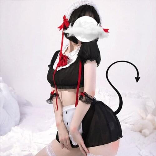 Anime Cosplay Costume Lolita Dress Bowknot Bra Set Erotic Maid Bow Apron Uniform Sexy Kawaii Lingerie Set Outfit for Woman