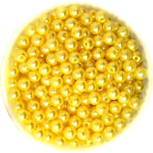 Round Approx 1000pcs/lot Yellow Color 6mm Dia. Imitation Pearl Plastic Beads Wholesale for Jewelry Making CN-BSG01-02YL