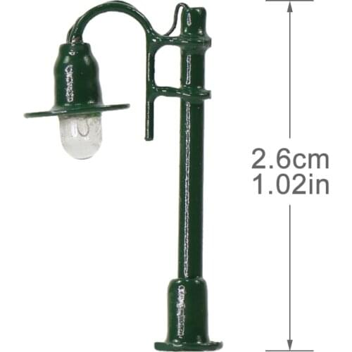 L316Z 10pcs Model Railway Z Scale 1:200 Green Lamppost Metal Lamps Street Lights 12V NEW Bulbs