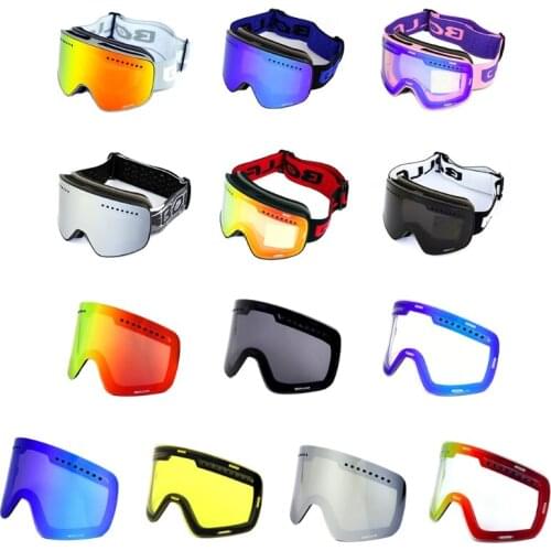 Ski Goggles with Magnetic Double Layer Detachable Lens Anti-fog UV Sunglasses
