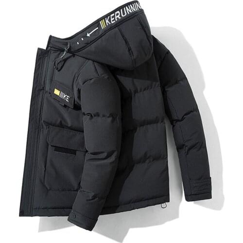 Korean Style Fashion Loose Hooded Cotton Padded Jacket Mens Winter Thicken Warm Tooling Padded Coats Solid Color Puffer Jackets