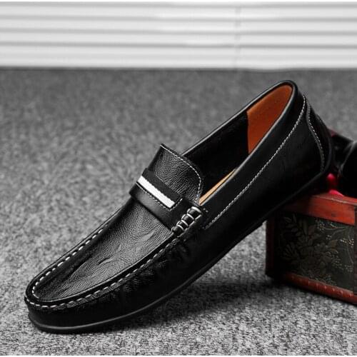 Quality Genuine Leather Loafers Men Casual Shoes Moccasins Slip On Mens Flats Fashion Men Shoes Male Driving Shoes