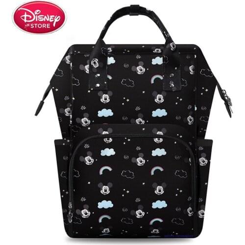 Disney Mickey Minnie Cartoon Diaper Bag USB Heating Waterproof Large Capacity Backpack Outdoor Travel Handbag Baby Feeding Bags