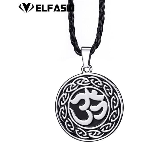 Mens Boys Celtic Aum Om Hindu Symbol religious Pewter Pendant with 24" Necklace LP260