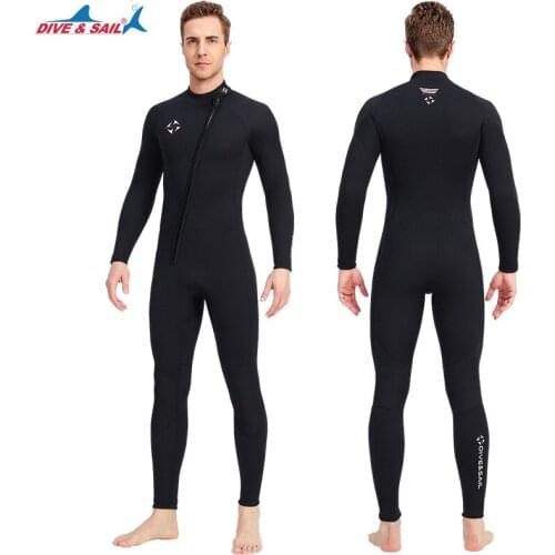 Men 3MM Scuba Front Zipper Long Sleeves Neoprene Diving Suit Women Water Snorkeling Wetsuit Underwater Hunting Surfing Swimsuit