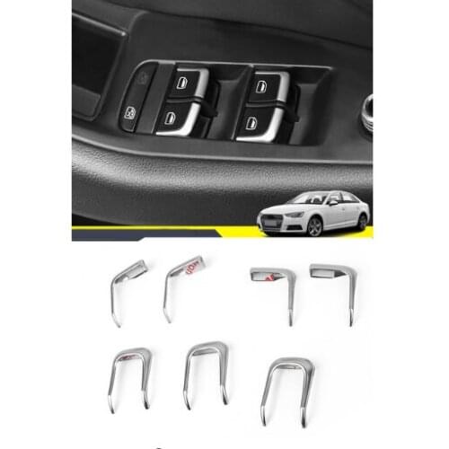 7 pcs Chrome Window Glass Lifter Buttons Cover Trim For Audi A3 8V 2014 2015 2016 Car Door Interior Armrest Decoration Sticker