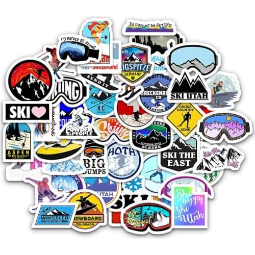 50 Pcs/Set Winter Skiing Snow Mountain Penguin Graffiti Stickers For Luggage Laptop Skateboard Refrigerator Ski Car Stickers