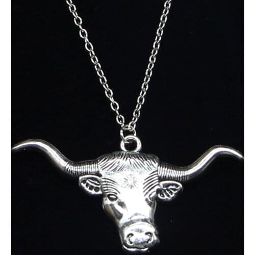 New Fashion Necklace 60x31mm longhorn bull steer head Pendants Short Long Women Men Colar Gift Jewelry Choker