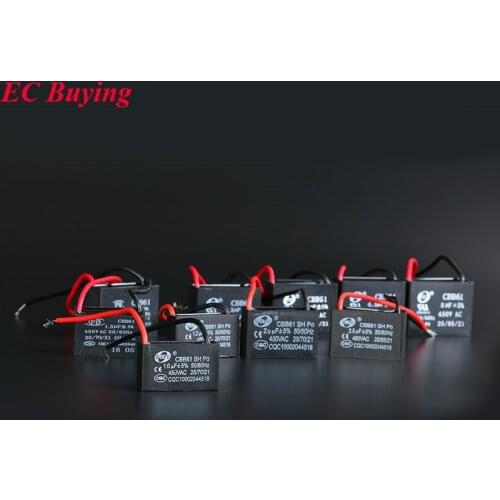 CBB61 Fan Start Capacitor 1uf 1.2uf 1.5uf 2uf 2.5uf 3uf 3.5uf 4uf 4.5uf 5uf AC 450V Terminal Ceiling Fan Motor Range Hood