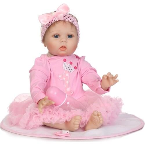 55cm lifelike Silicone Reborn Baby Doll Toy 22inch lifelike Newborn fake baby Girl Princess Toddler Babies Dolls bebe bonecas