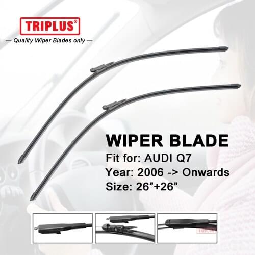 Wiper Blade for AUDI Q7 (2006-Onwards) 1set 26"+26",Flat Aero Beam Windscreen Wiper Frameless Soft Boneless Wiper Blades