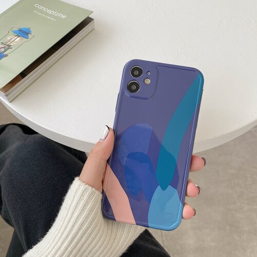 Blue Geometric Shape Case for iPhone 12 Pro Max Back Phone Cover for 12 Mini 11 Pro Max X XS XR 8 7 Plus SE 2020 Capa