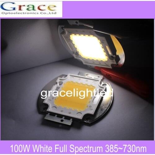 100W High power LED chip Aquarium lamp 380Nm- 780Nm Full Spectrum White Aquatic Plant Grow Blub Sea Grass Water Coral
