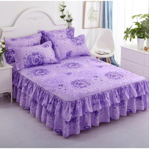 Comfortable Bed Skirt Beautiful Bedroom Textile Supplies Bedding Sheets Skin-friendly Bedspread Bed Sheet With Pillowcase F0376