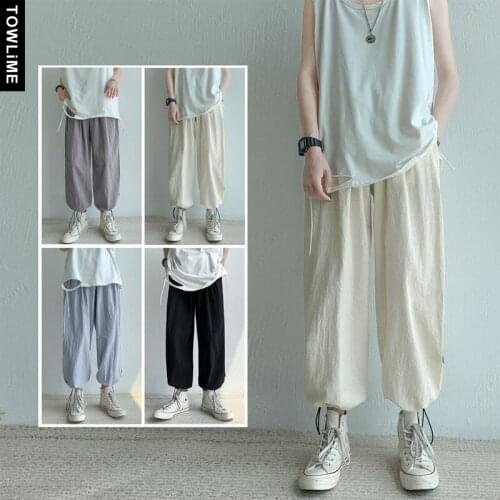 Harajuku Streetwear Men Solid Thin Harem Pants 2021 Mens Korean Fashions Casual Joggers Pants Couple Loose Sweatpants