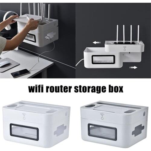 Wifi Router Storage Box Patch Board Socket Holder Wall Mounted Desktop Power Strip Storage Box Socket Wire Organizer Box TV Set