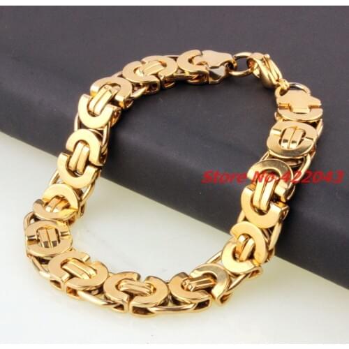 Factory Price! Fashion Men Bracelets Jewelry Punk Gold color Byzantine Style Stainless Steel Bracelet Chains Cool Party Gift
