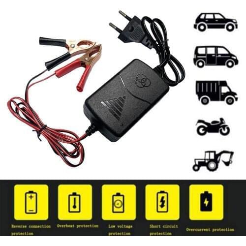 12V US Plug/EU Plug Smart Compact Battery Sealed Lead Acid Rechargeable Automatic Battery Charger Per Car Truck Motorcycle