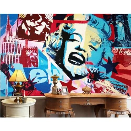 3D Mural Custom Graffiti Wallpaper Famous Personality Marilyn Monroe Statue of Liberty Mural Living Room Sofa TV Background Wall
