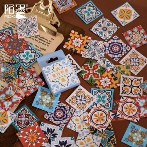 46Pcs/Box Vintage Pattern Stickers DIY Scrapbooking Bullet Diary Journal Craft Planner Decorative Materials School Stationery