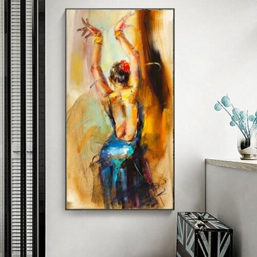 Abstract Dancing Ballerina Girl Oil Painting on Canvas Scandinavian Posters and Prints Wall Art Picture for Living Room Cuadros
