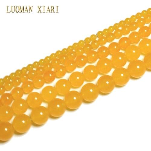 White Stone Dyed Yellow Color Round Loose Stone Beads For Jewelry Making DIY Bracelet Necklace Material 4/6/8/10/12 mm Strand