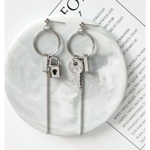 Free shipping 10 pair / lot fashion jewelry metal chain tassel blade key lock cross earring for women